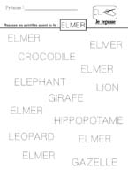 Repasser sur les pointills les lettres qui composent le nom  Elmer