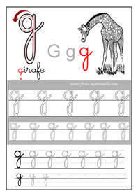 La lettre g en criture cursive