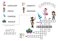 Mots croiss sur le thme du carnaval en maternelle