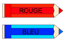 Les couleurs rouge et bleue  afficher dans la classe