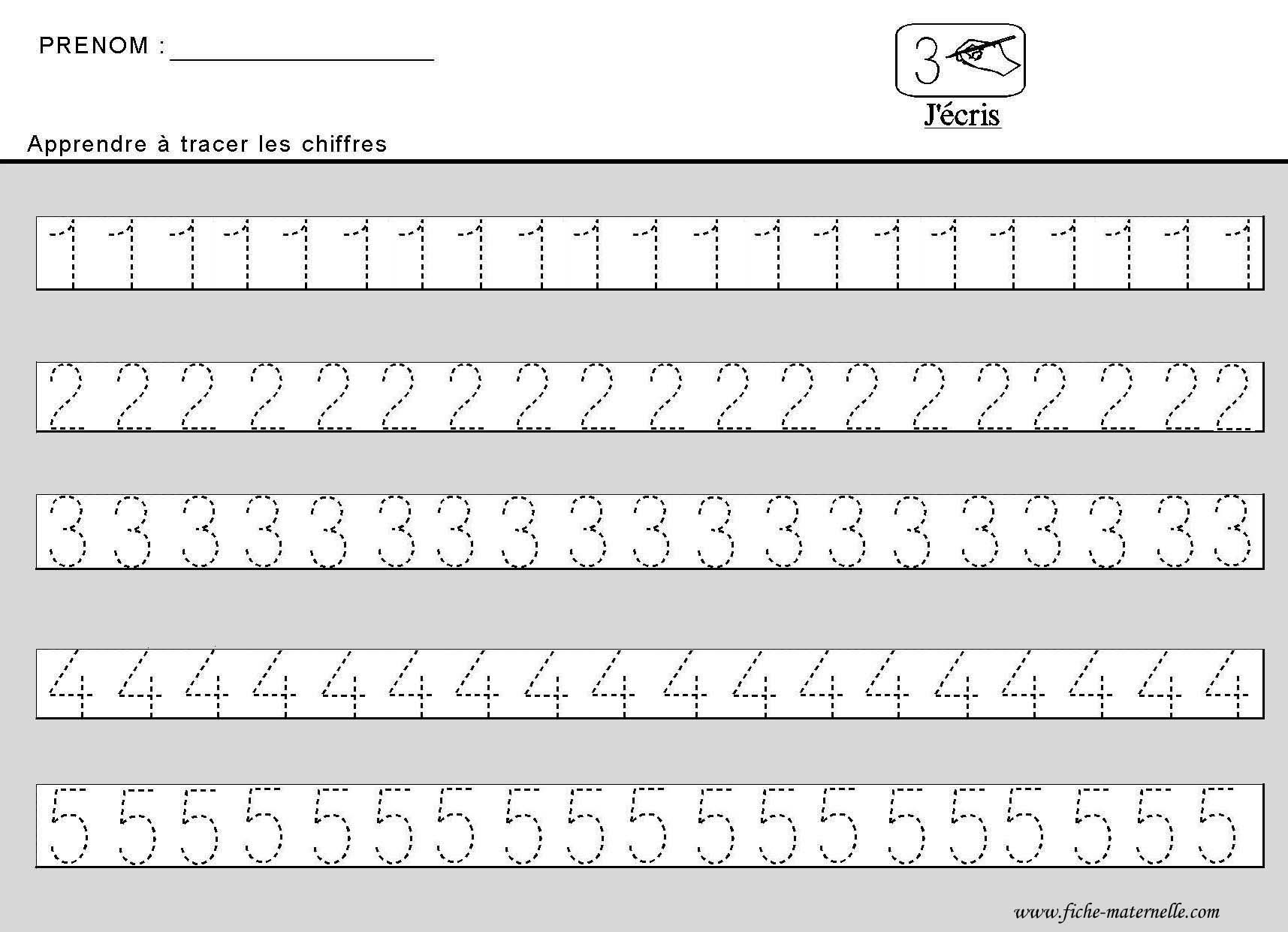 Fiche à imprimer - Apprendre à tracer les chiffres à la main